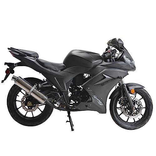 HHH 125cc Motorcycle with Manual Transmission for Adult Youth Bike 125cc Scooter with led Lights and 17 inches Wheels (Black Color)