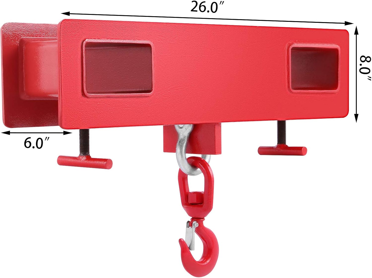 Mophorn Forklift Lifting Hook, 4400lbs Capacity Forklift Lifting Hoist, Red Forklift Mobile Crane with Swivel Hook and Two Large T-Screws, Hook Forklift Lifting Hoist, Fork Lifting Attachment