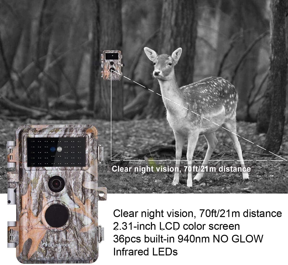 4-Pack Game & Deer Trail Cameras 24MP 2304x1296P H.264 Video for Hunting Wildlife and Home Security No Glow Night Vision Time Lapse Motion Activated Waterproof & Password Protected