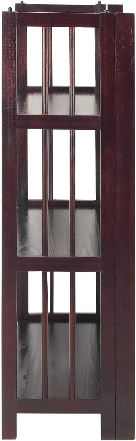 3 Shelf Folding Stackable Bookcase, 27.5" Wide, Espresso - Curated Treasures Market