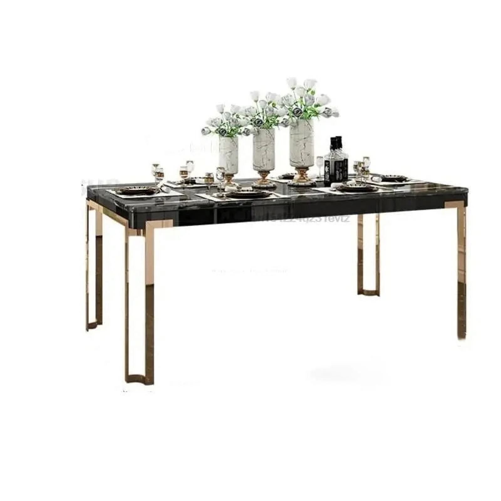 Luxury Rectangular Table Dinning Office Gaming Dining Table Chairs Living Room Stainless Steel Sillas De Comedor Furniture GM