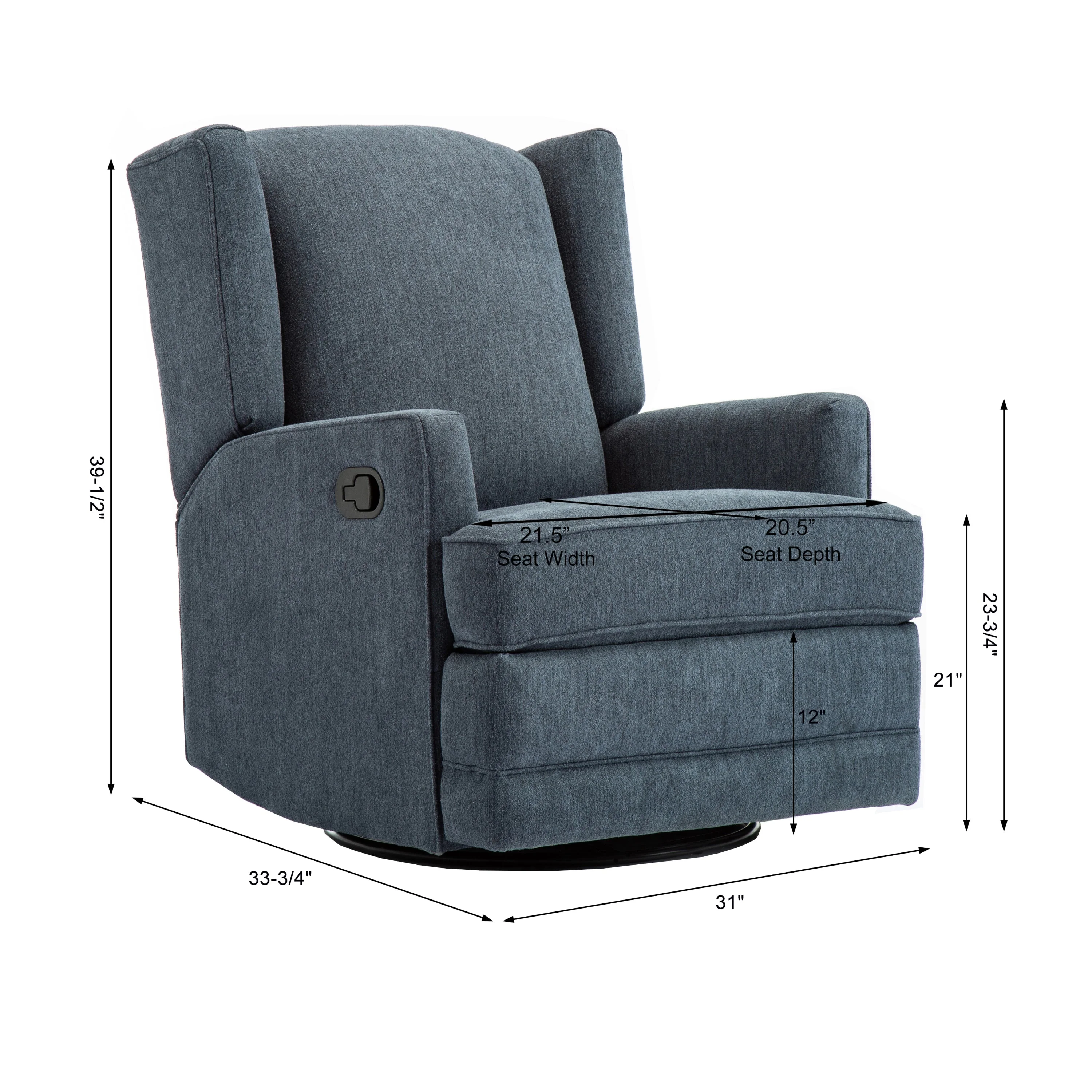 Smithfield Wingback Swivel Glider Recliner - Blue