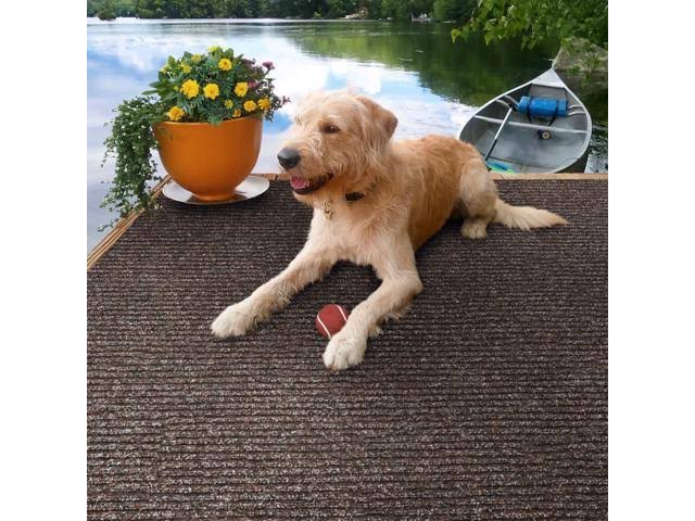 House, Home and More Heavy-Duty Ribbed Indoor/Outdoor Carpet with Rubber Marine Backing - Tuscan Brown 6' x 15'
