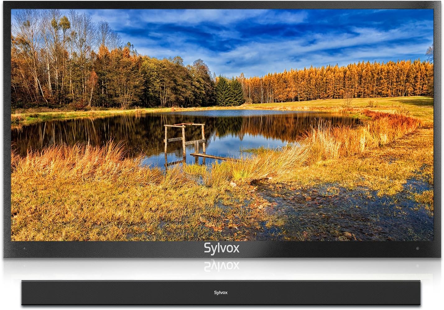 SYLVOX 43" Outdoor TV with 60W Waterproof Soundbar, Weatherproof TV for Outdoor, 4K UHD, IP55 Waterproof, 1000 Nit Suitable for Partial Sun & Full Shade Areas(Deck Series)