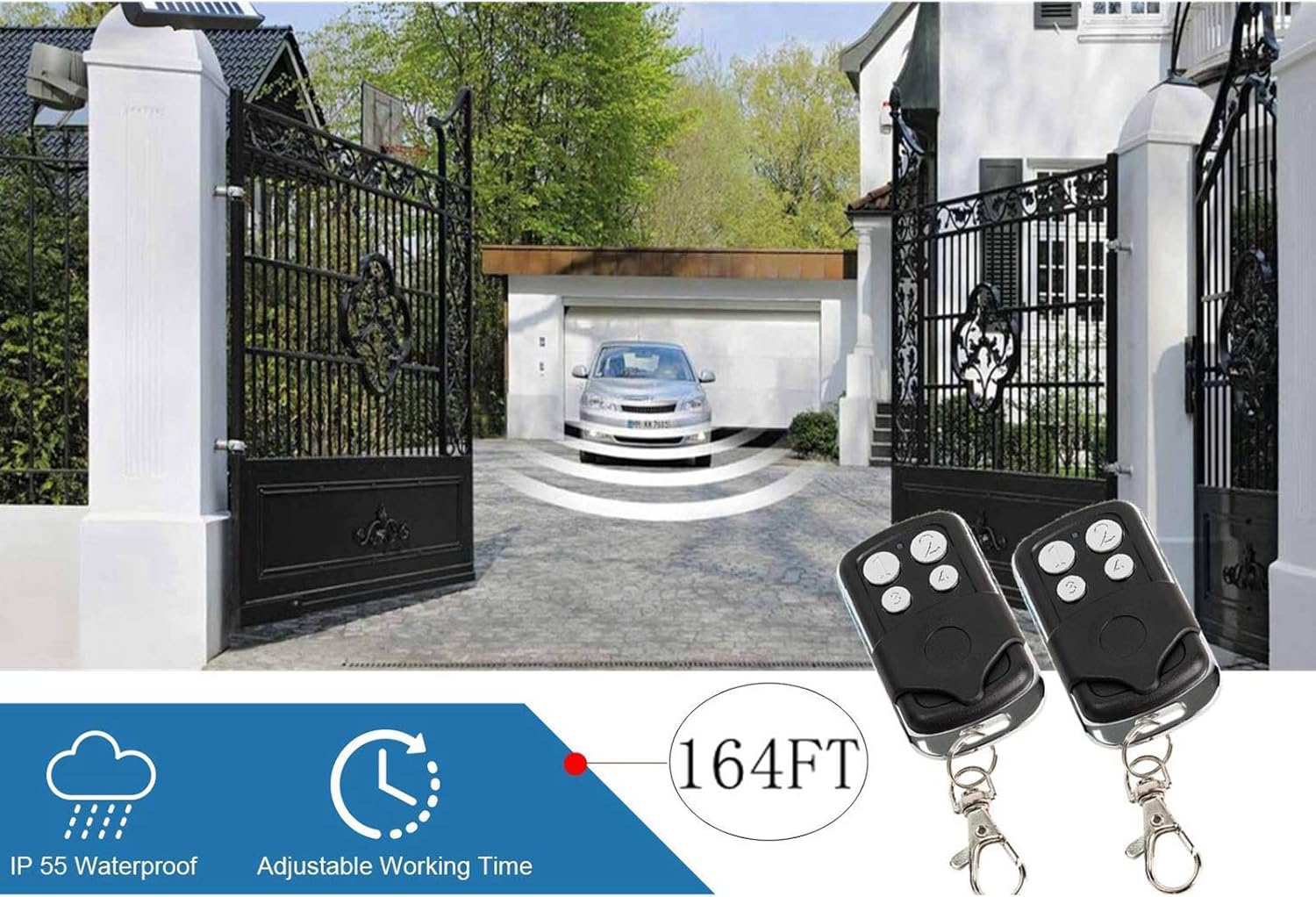 DC HOUSE 24V DC/AC Heavy-Duty Automatic Solar Dual Gate Opener Kit with Keypad + Car Sensor for Swing Gates Up to 16.4 Feet for Fences/Palisades/Agricultural/Driveway Gates | Subcontract Delivery