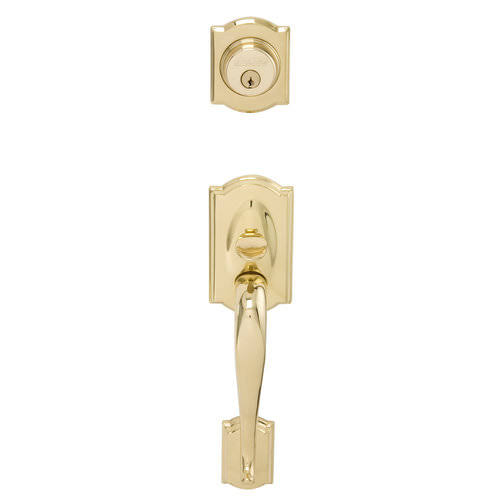 Schlage F62-Cam-Fla-Rh Camelot Right Hand Double Cylinder Handleset with Flair I Satin Nickel