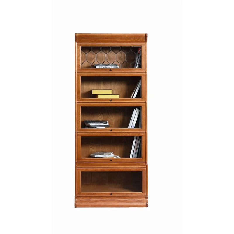 Crafters and Weavers Arts and Crafts 5-Stack Wood Barrister Bookcase in Cherry