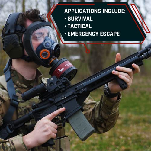 Parcil Distribution Survival & Tactical Full Face Respirator Gas Mask - Impact Resistant- 40mm Gas Filter Canister