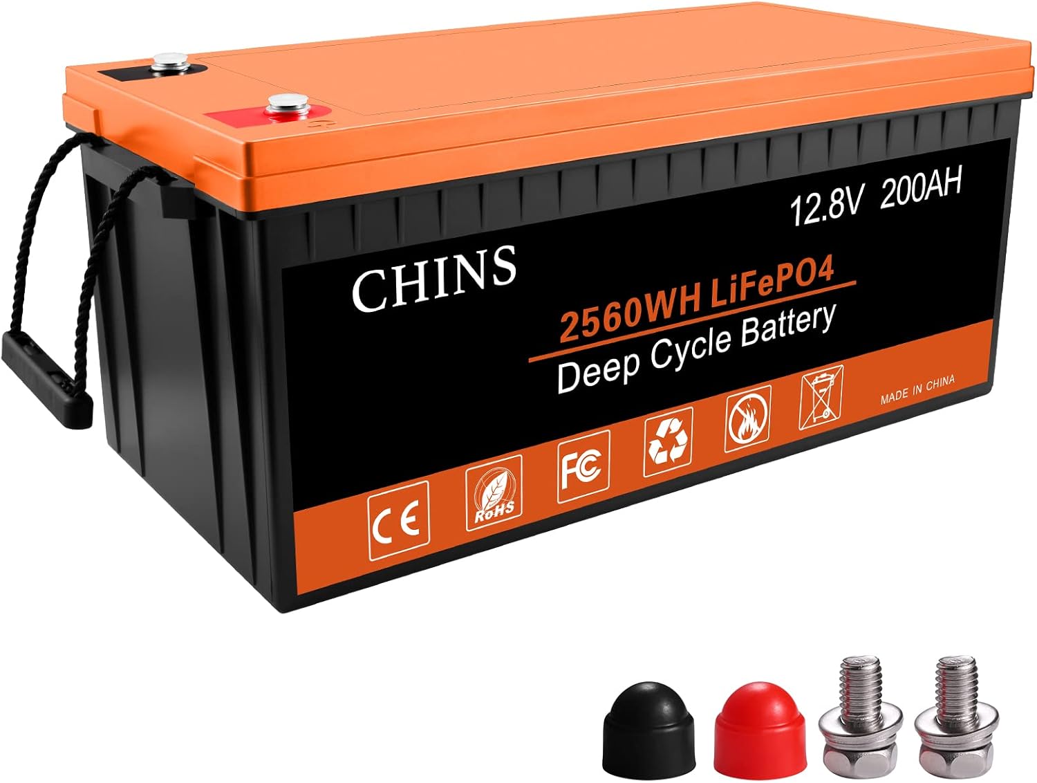CHINS 12 Volt Battery | LiFePO4 Battery | 12V 100AH Lithium Battery | Built-in 100A BMS | Perfect for RV, Solar, Marine, Home Energy Storage and Off-Grid Applications etc.
