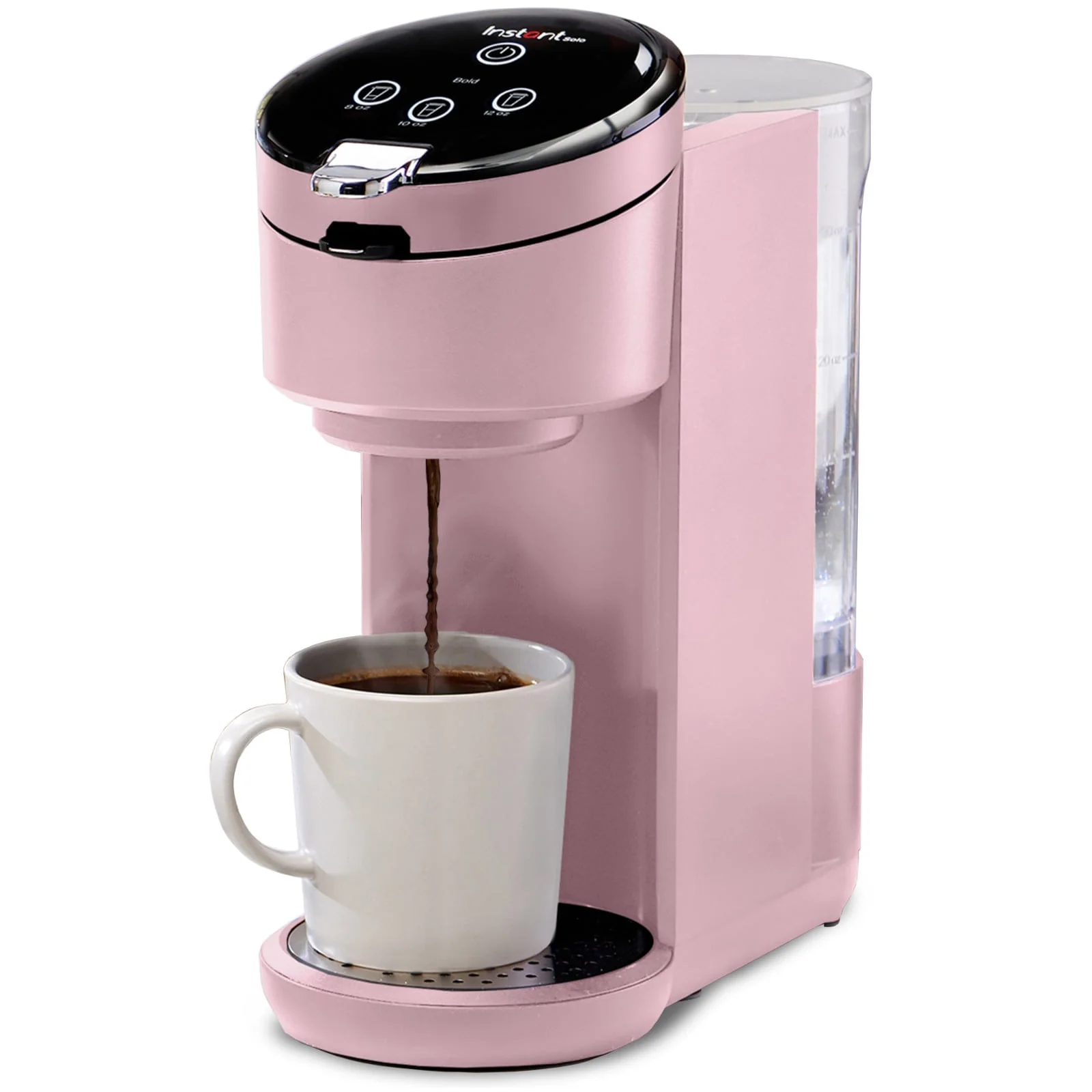 Instant Solo 2-in-1 Single Serve Coffee Maker for Ground Coffee or K-Cup Pods with 3 Brew Sizes, Maroon Red