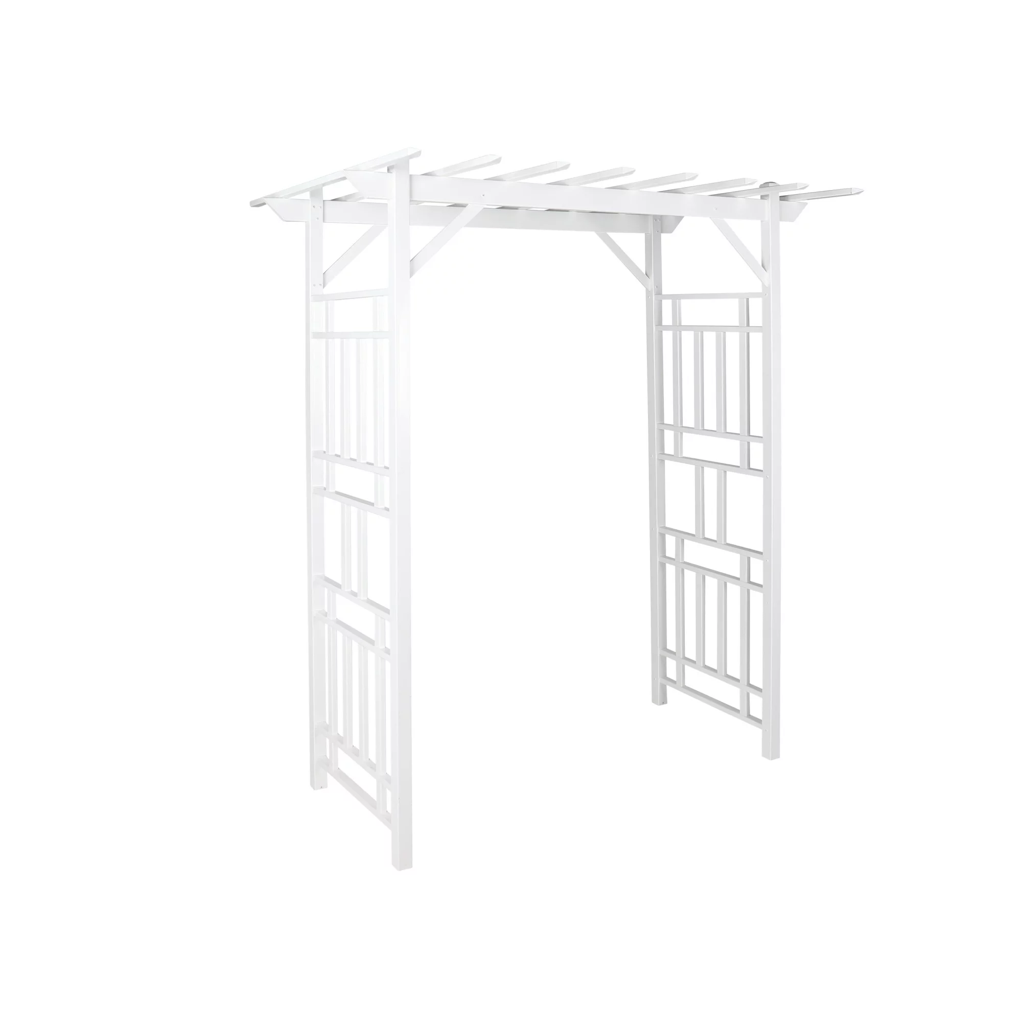Pearington Arched Trellis Garden Arbor, White PVC