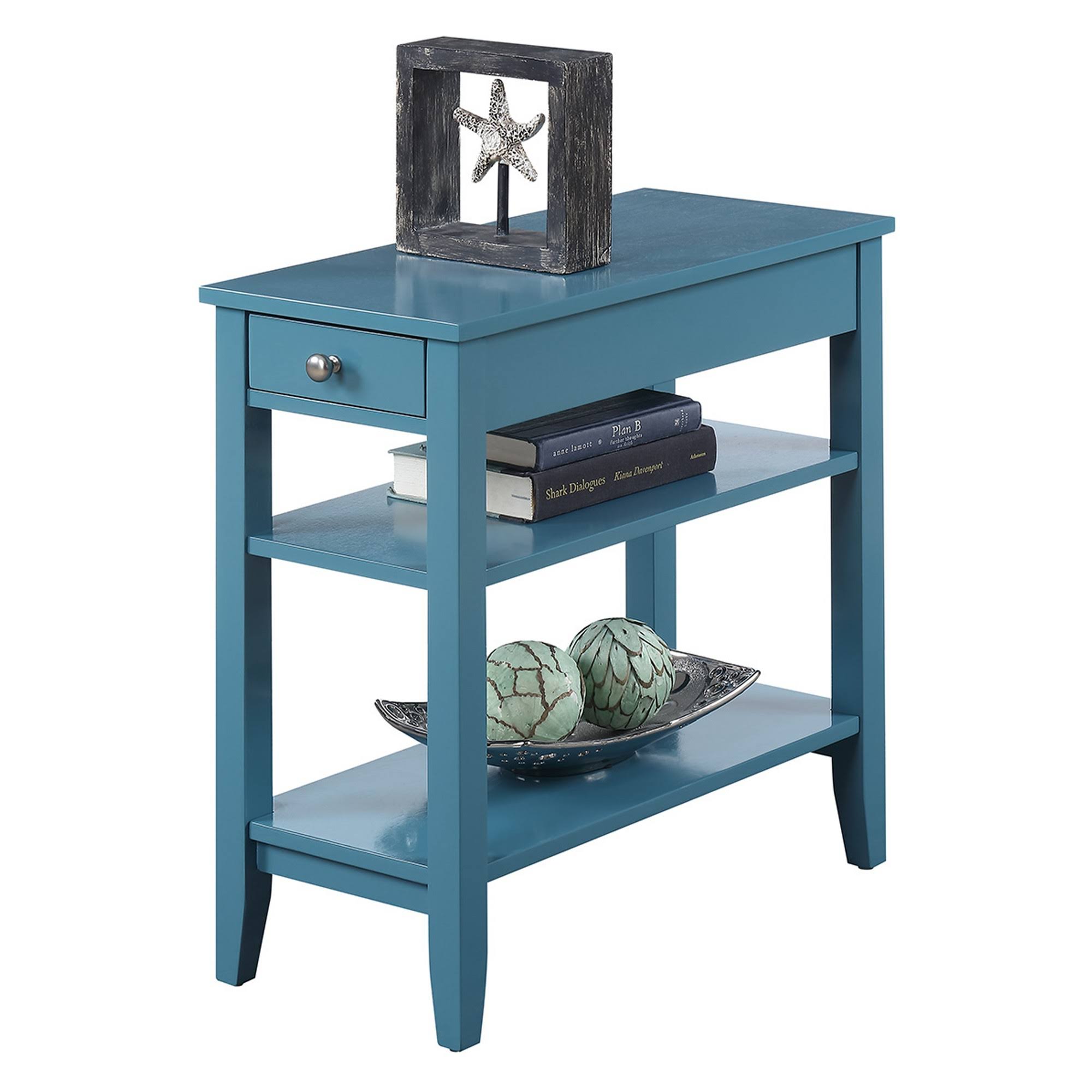 American Heritage 3 Tier End Table with Drawer Blue - Breighton Home