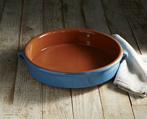 Peregrino Mediterranean Blue Terra Cotta Cazuela, Round - 12.8 inch