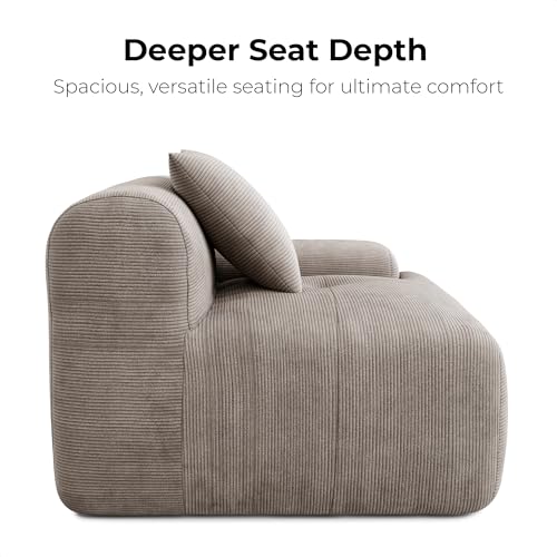 LIKIMIO 118" Modern L-Shaped Modular Sectional Sofa for Living Room, Corduroy Upholstery Green, Oversized 3-Seater Couch with Deep Seat and Movable Ottoman – No Assembly
