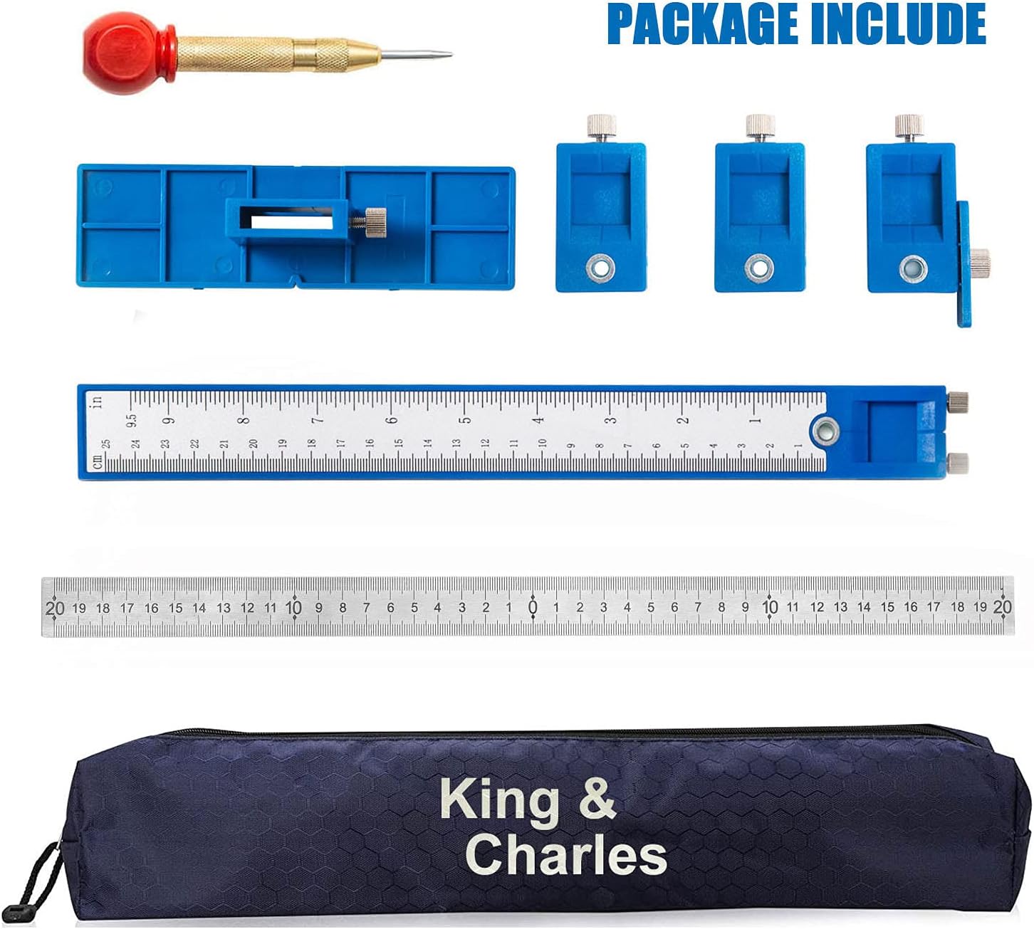 King&Charles Cabinet Hardware Jig, Aluminum Alloy Cabinet Handle Jig - Cabinet jig for handles and pulls, Drill Guide Sleeve Drawer Pull Jig Tool for Cabinet Knobs Pulls.