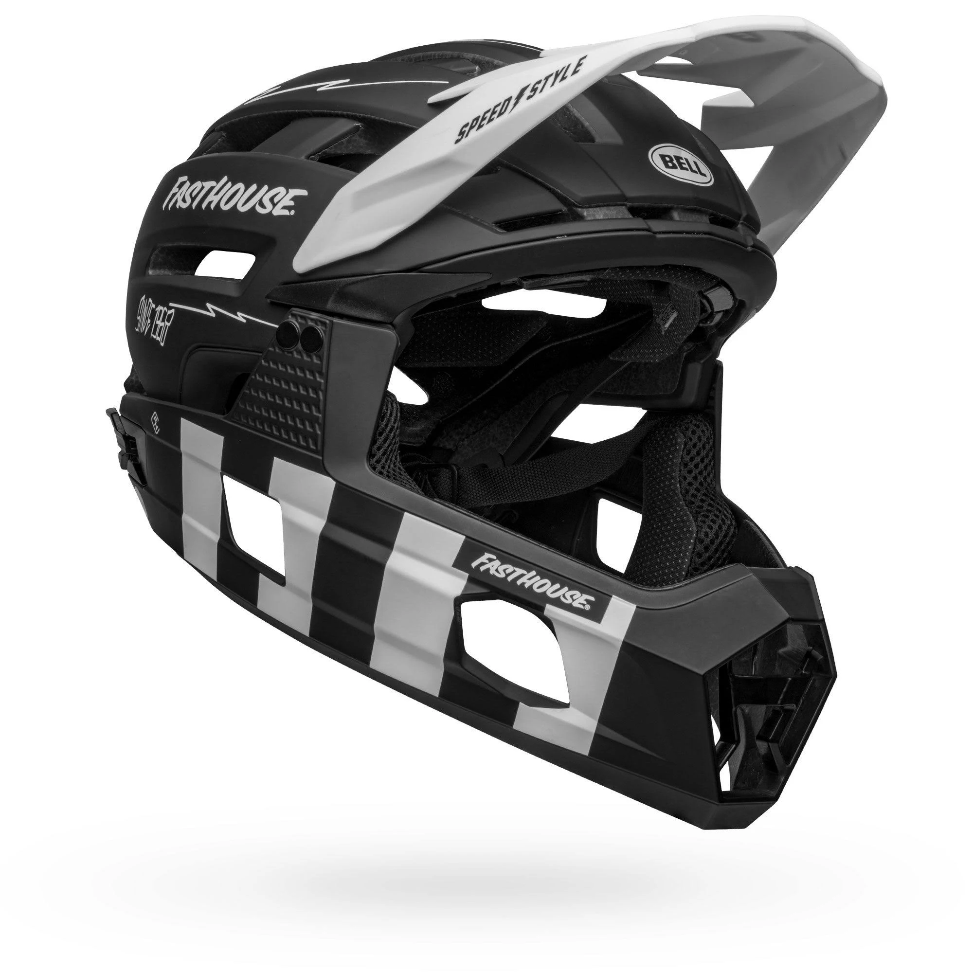 Bell Super Air R MIPS Helmet Medium Matte Black/White Fasthouse