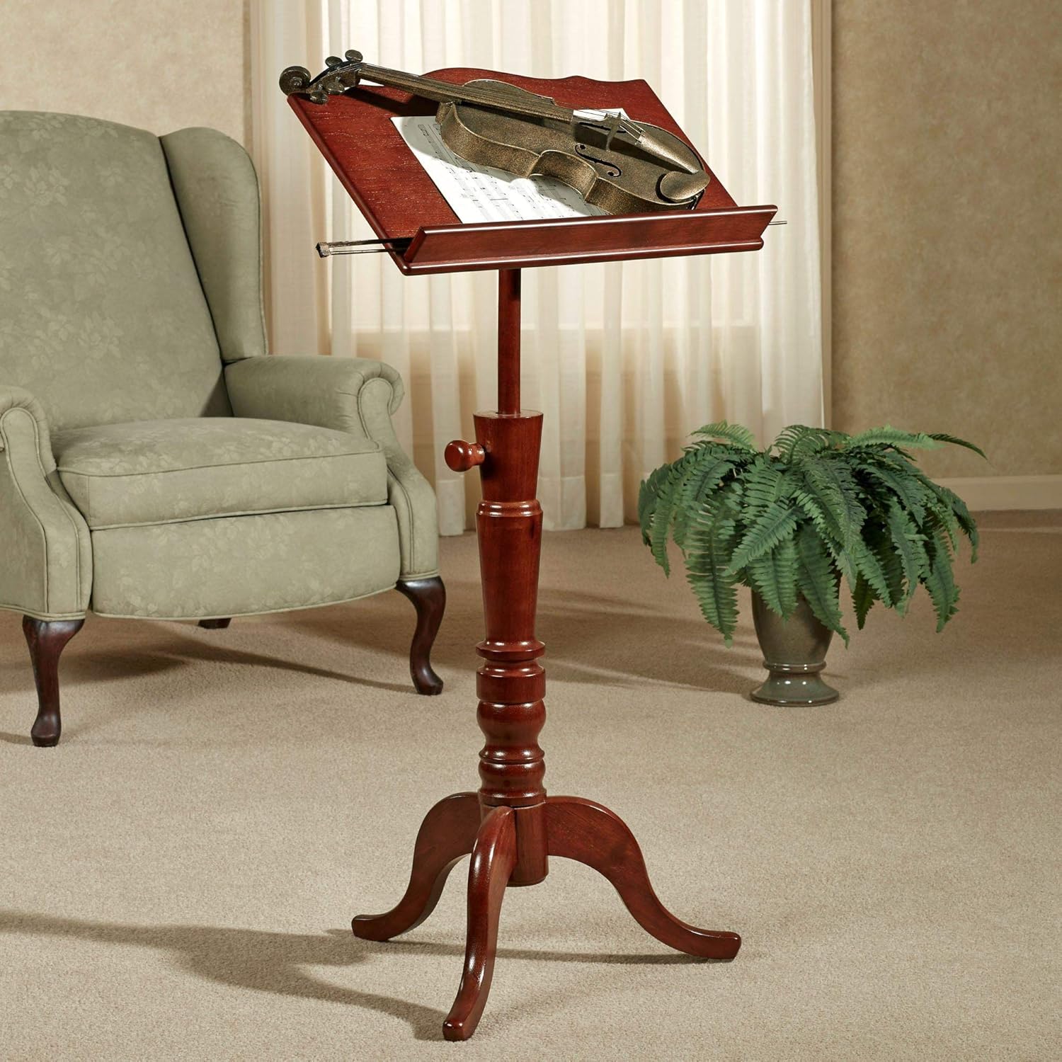 Touch of Class Aubrie Music Stand Adjustable Classic Cherry One Size - Traditional Wooden Artisanship - Musical Professional Wood Stands for Sheet Notes, Conductors, Studio - 53 Inches High