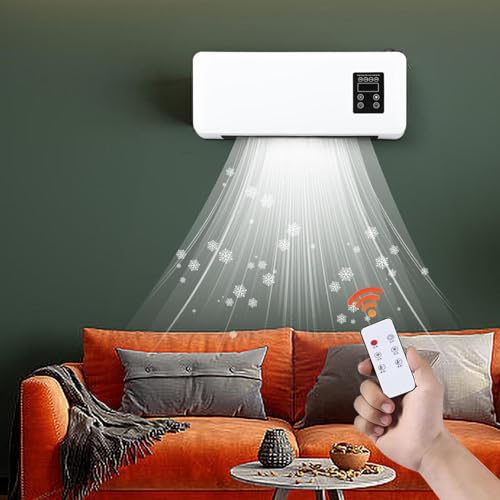 Mini Split AC/Heating System, Split AC Unit, Mini Wall Mounted Air Curtain Fan 2 In 1, Wall Mounted Portable Ductless Air Conditioner Fan With Remote, for Home Apartment Office