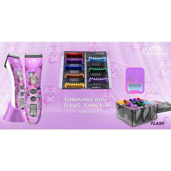 Kenchii Flash5 5-in-1 Digital Cordless Clipper Purple/Skull - Pet Supplies online store