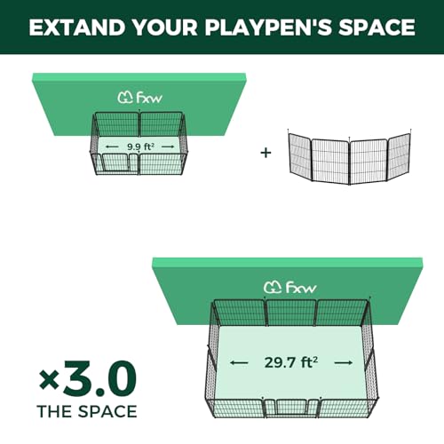 FXW Instant Dog Playpen, Portable Pet Fence for Outdoor, RV Trips, and Camping, 40inch, 16 Panels for Medium and Large Dogs│Patented