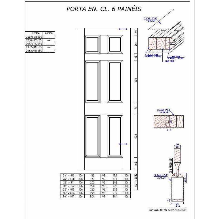 6-Panel Door Solid Pine Kimberly Bay Interior Slab Colonial - Shop Hardware Tools Online Store