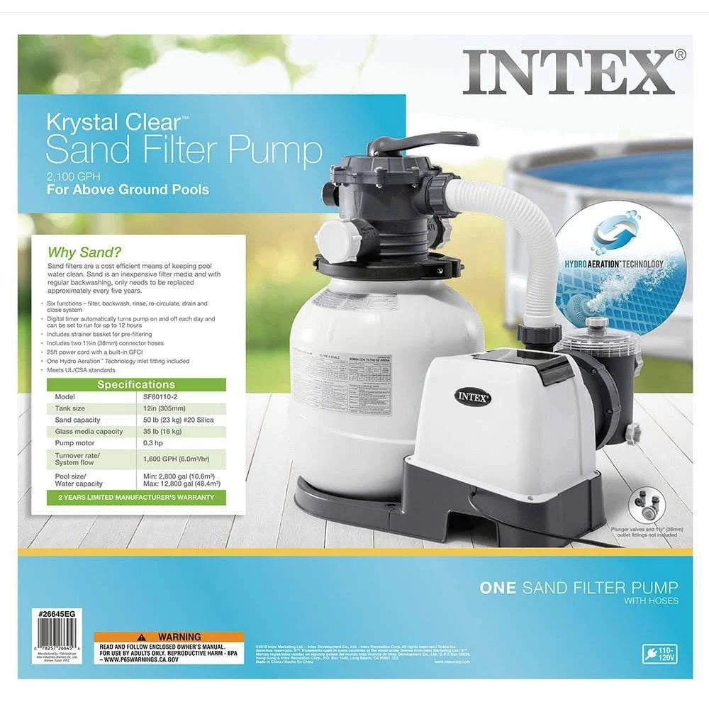 Intex 2100 GPH Above Ground Pool Sand Filter Pump with Automatic Timer
