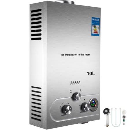 VEVOR 10L Propane Hot Water Heater 2.7gpm Tankless Instant Boiler Stainless Steel Liquefied Propane GAS Water Heater with Shower