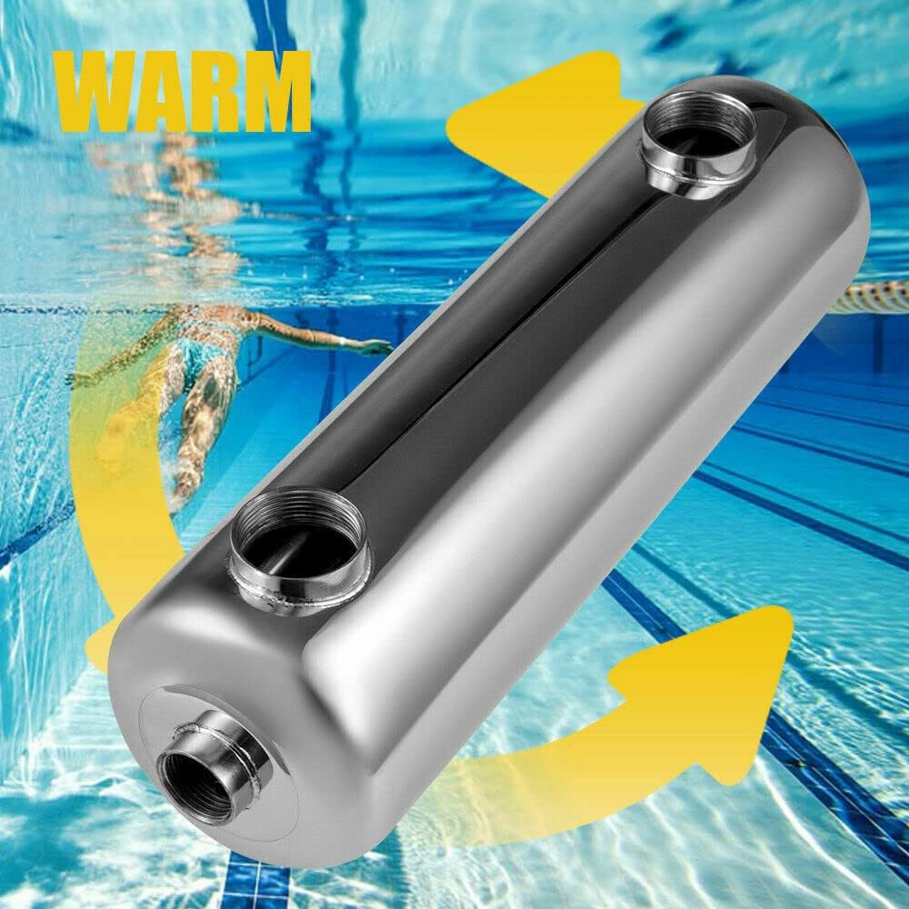Pool Heat Exchanger - 200kBtu Stainless Steel 304 Same Side Ports 1 1/2,for use in Spa,Swimming Pool, Solar, Outdoor Wood Boiler, Spa Heat Exchanger Applications