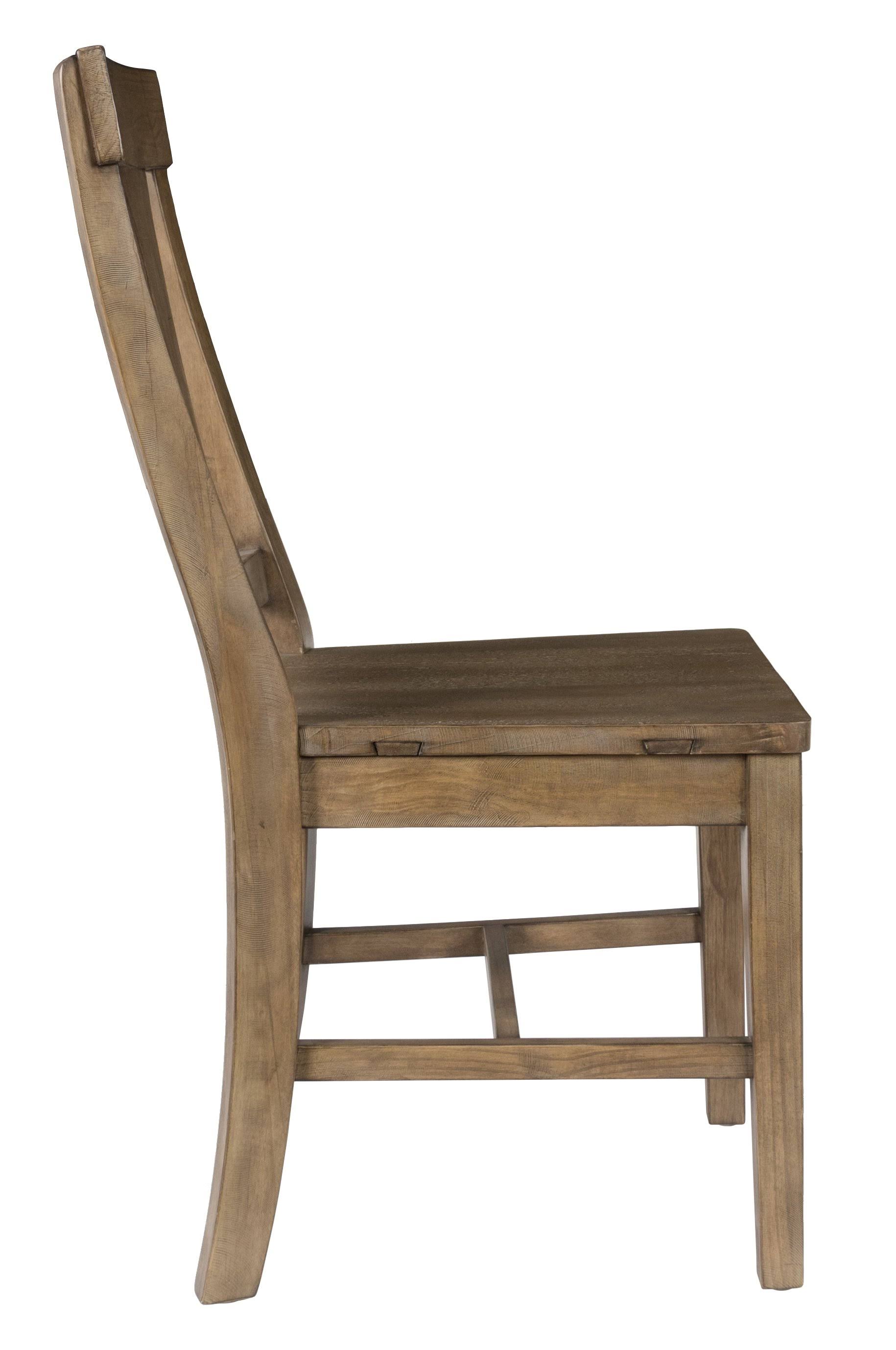 Reclaimed Wood Dining Chair with Fiddle BACK, Set of 2,Distressed Gray