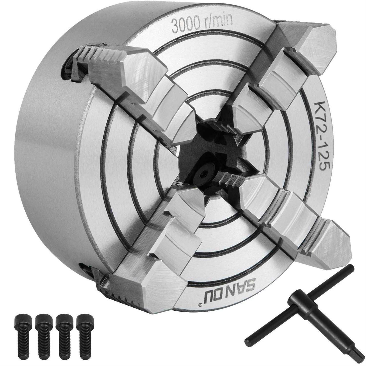 VEVOR K72-125 Lathe Chuck 5 inch 4-Jaw,Lathe Chuck Independent Reversible Jaw,Metal Lathe Chuck Turning Machine Accessories,for - Shop Hardware Tools Online Store
