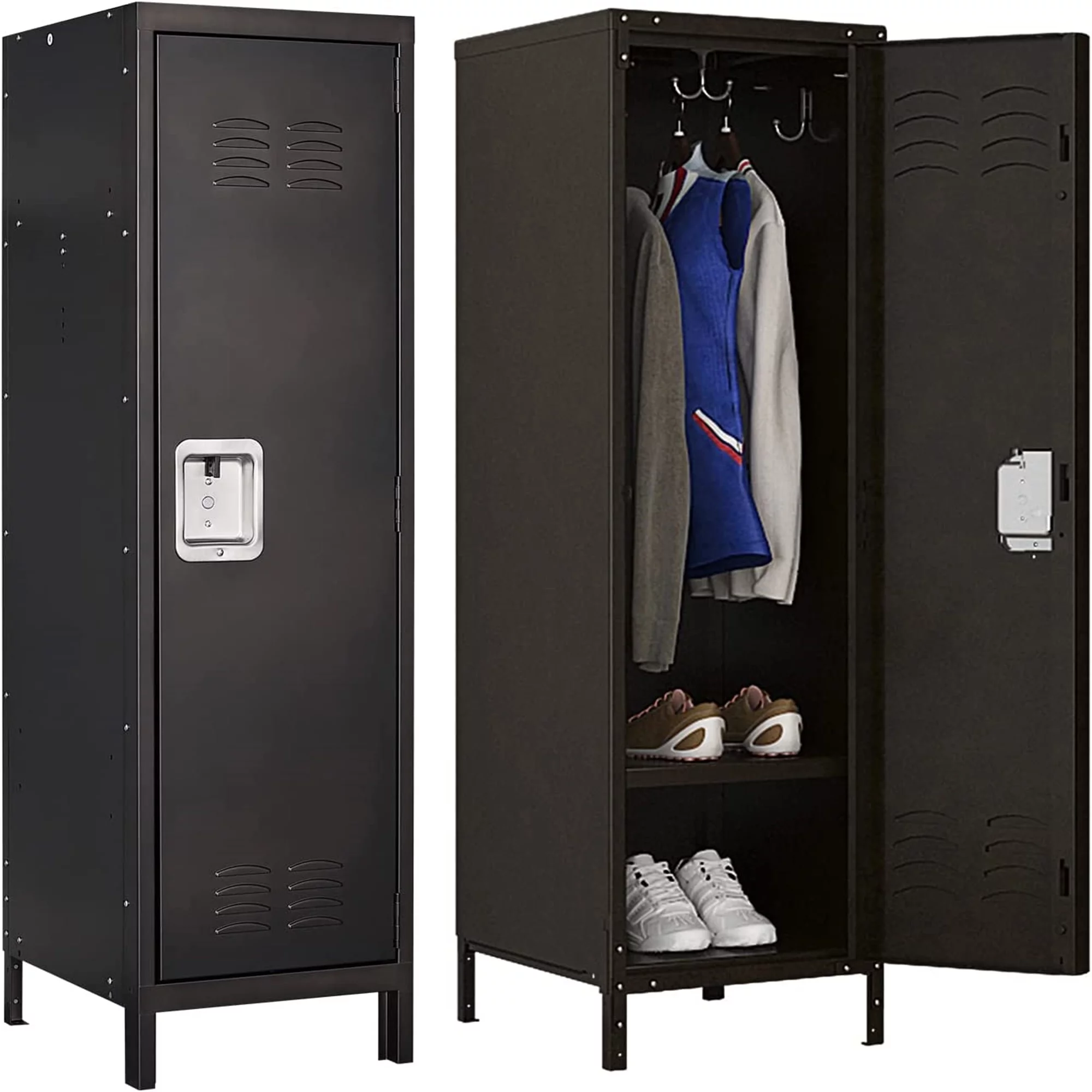 STANI Metal Storage Cabinet, Storage Locker Employees Locker with 6 Doors, 47 Height Steel Cabinet with Lockable Doors, Storage Cabinet with Adjustable Feet for Home Office Gym Clothes