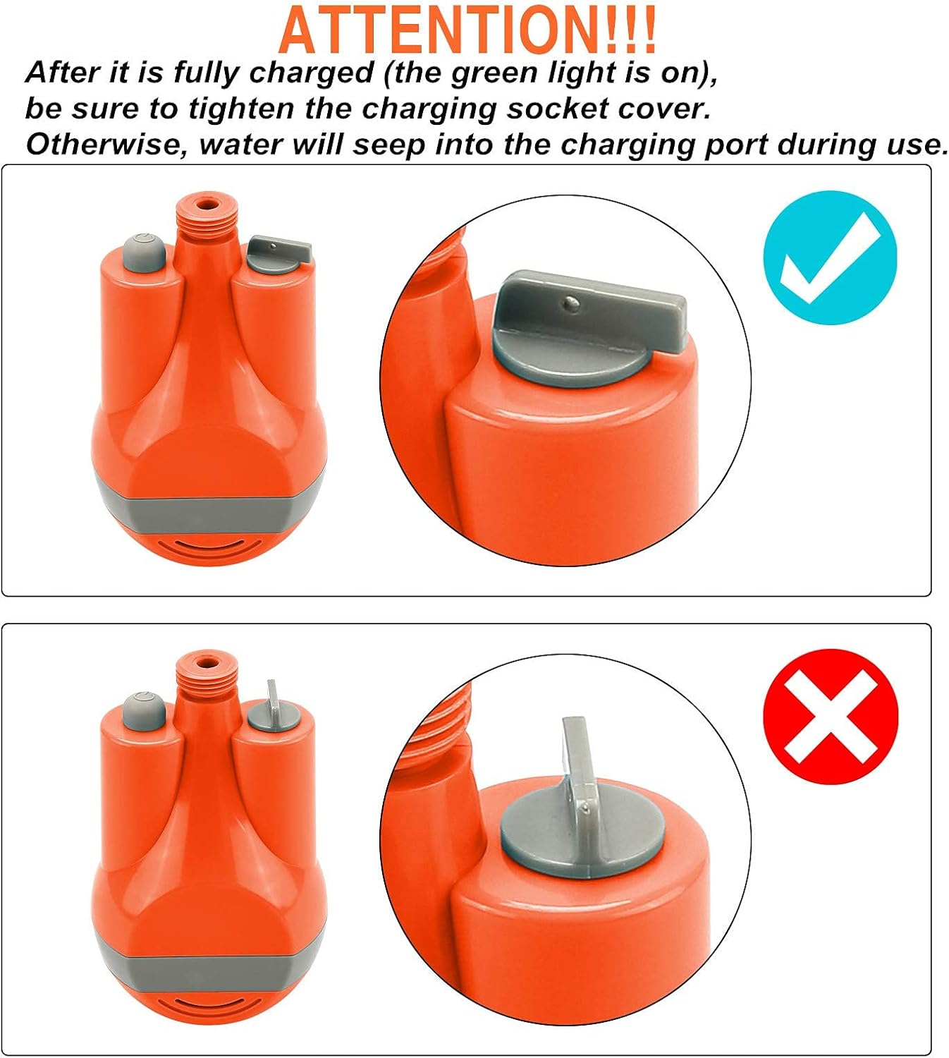 WADEO Portable Shower Camping Shower Outdoor Camp Shower Pump, Electric Rechargeable Portable Camping Shower, Powered by Rechargeable Battery for Camping, Hiking, Traveling