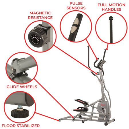 Sunny Health u0026 Fitness Magnetic Elliptical Trainer - Gray