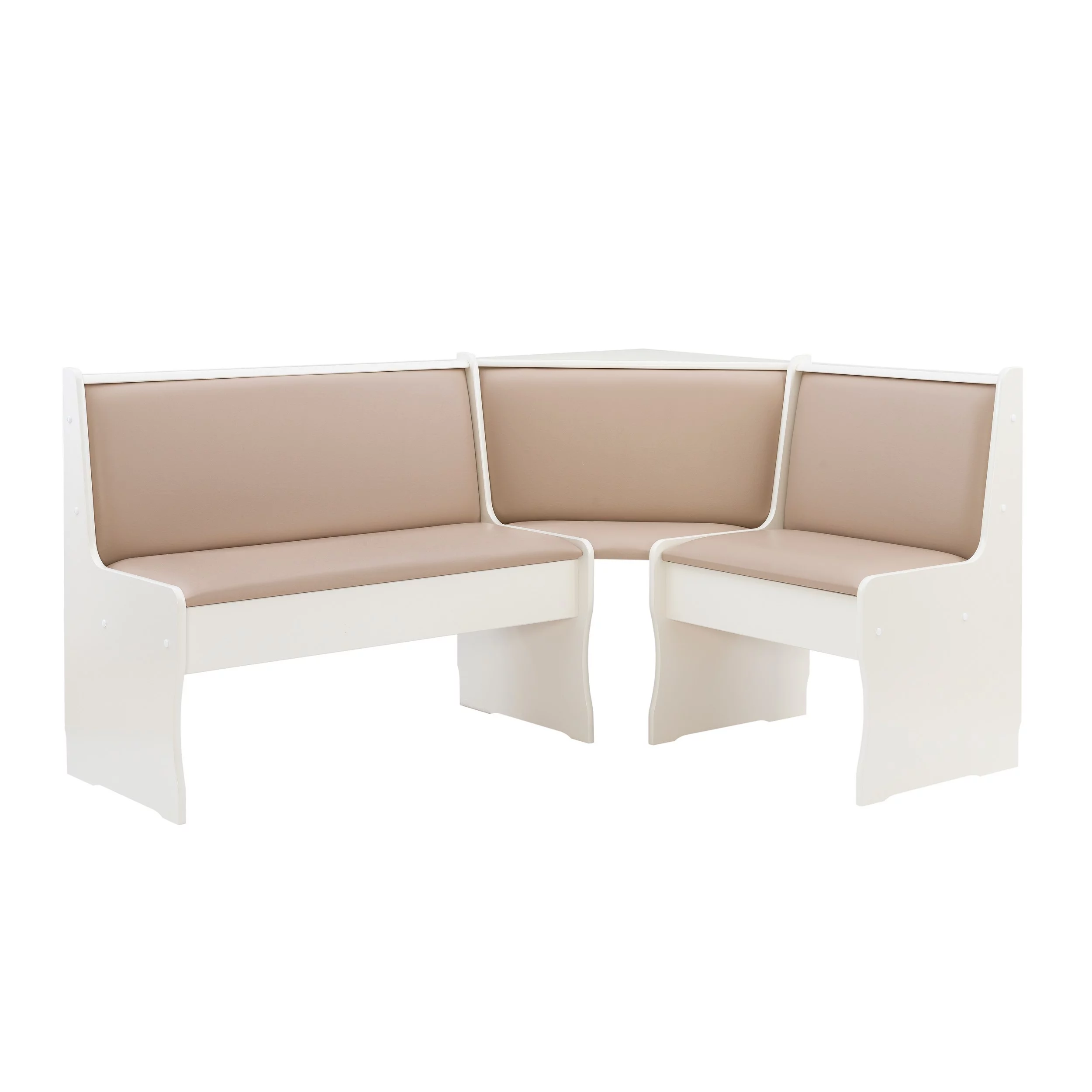 Linon Stella Dining Nook, Table, and Bench Set with Storage, Seats 5, Tan/Tan