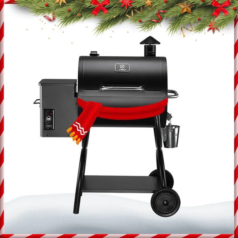 Z Grills ZPG-550A 590 Sq. in. Wood Pellet Grill and Smoker 7-in-1 BBQ in Black