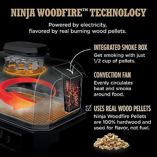 Ninja Woodfire Pro Outdoor Grill & Smoker with Built-In Thermometer, 7-in-1 Master Grill+Ninja Outdoor Flat Top Griddle Plate+ Ninja