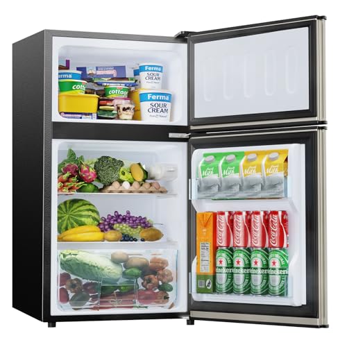 Bodare Retro Mini Fridge with Freezer: 3.2 Cu.Ft Mini Refrigerator with 2 Doors - Small Refrigerator Compact Refrigerator - Small Fridge for Bedroom Dorm