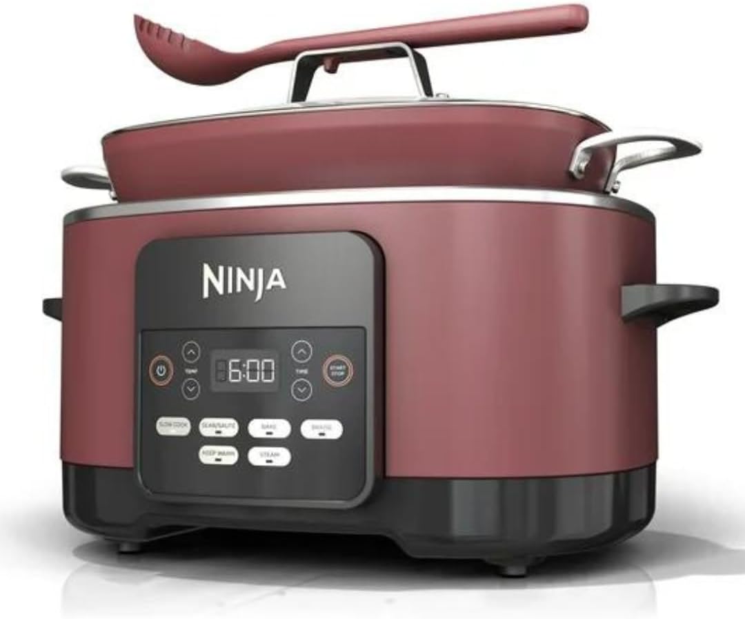 Ninja MC1000 Foodi Possible Cooker PRO 8.5 Quart Multi-Cooker, with 8-in-1 Slow Cooker, Dutch Oven, Steamer, Glass Lid Integrated Spoon, Nonstick, Oven Safe Pot to 500°F Cherry Tarte, EASY CLEANUP