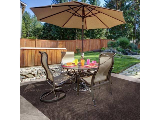House, Home and More Heavy-Duty Ribbed Indoor/Outdoor Carpet with Rubber Marine Backing - Tuscan Brown 6' x 15'