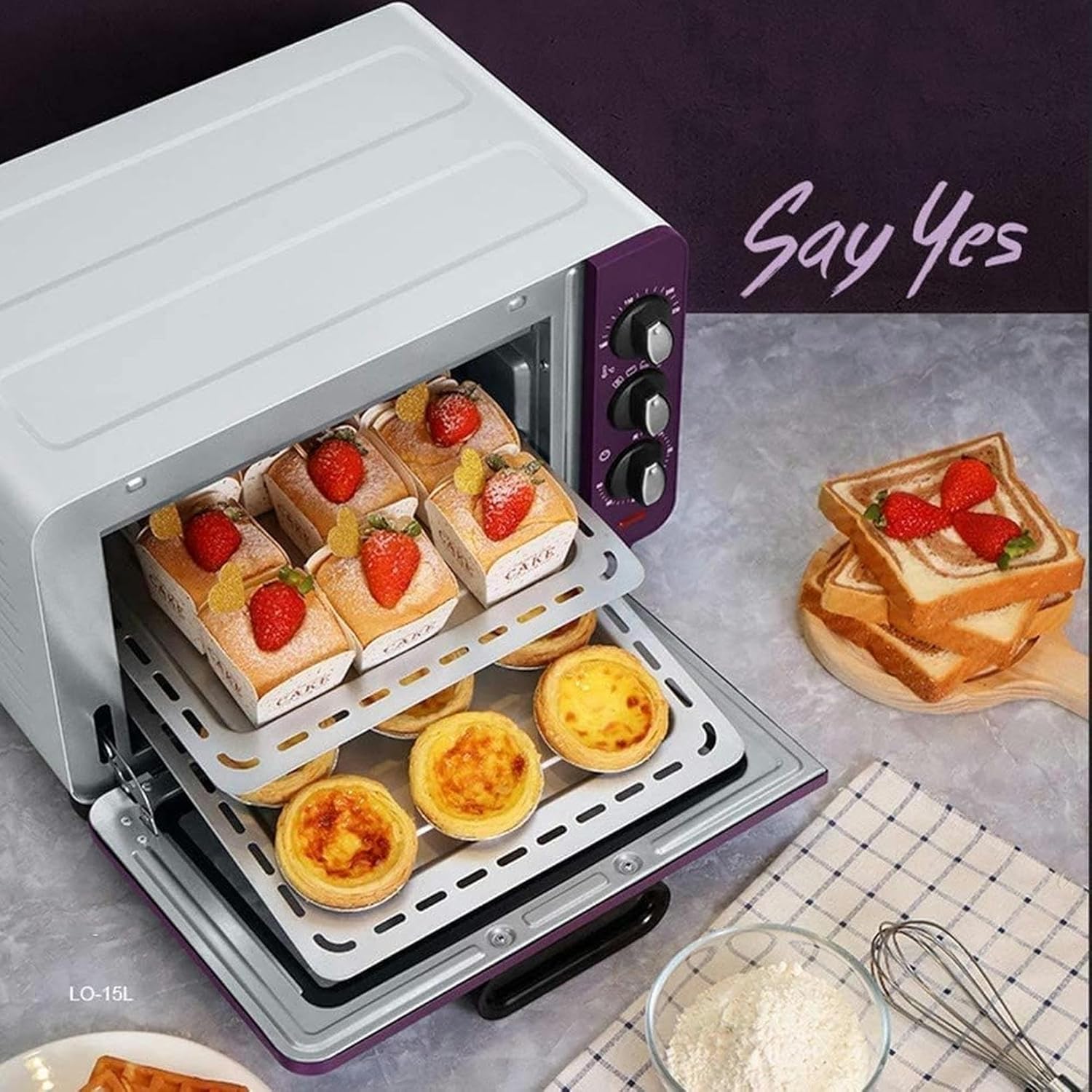 Countertop Convection Toaster Oven Roasting Oven and Removable Crumb Tray, 15L Oven Toaster Mini Ovens (Black)