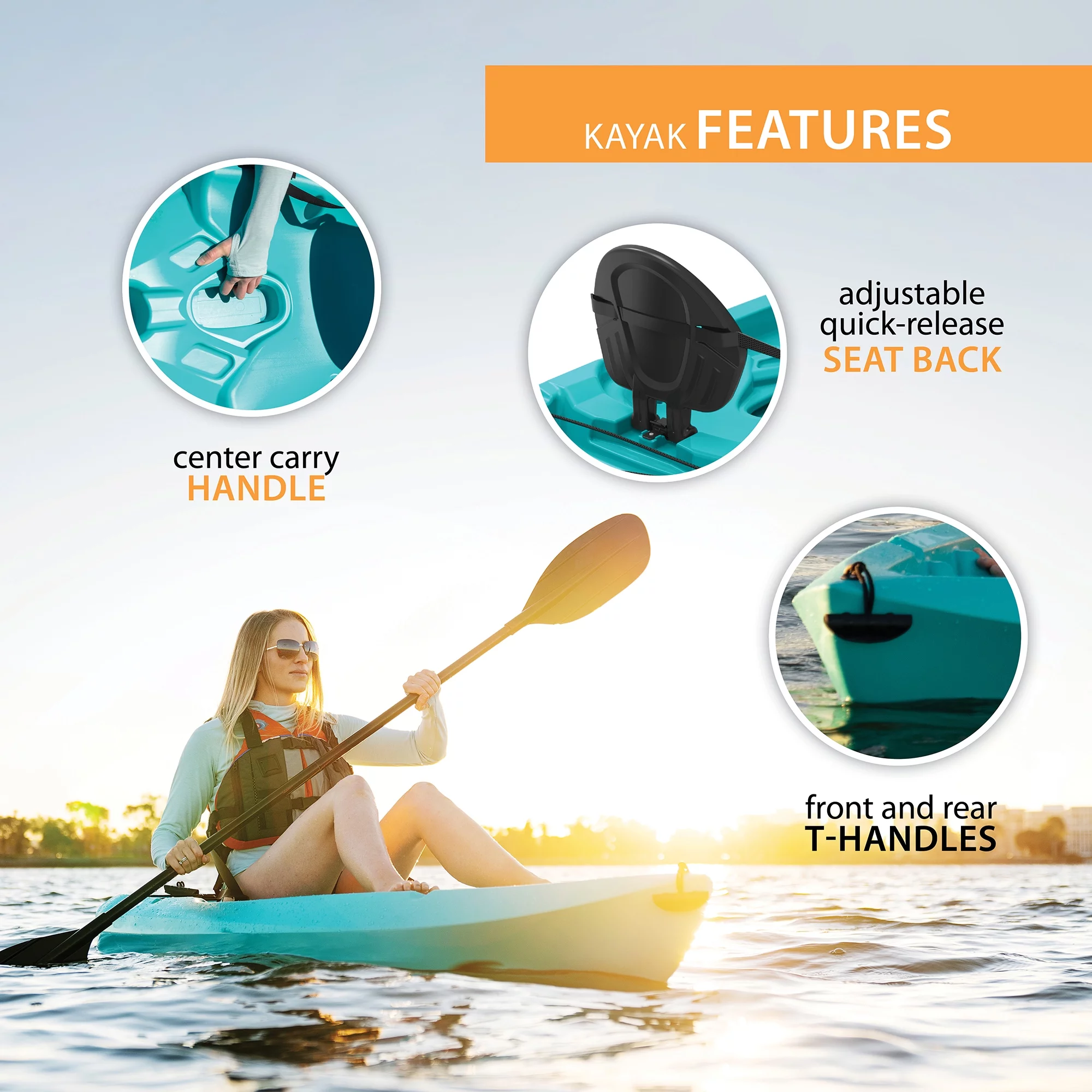 Lifetime Daylite 8 ft Sit-on-top Kayak (Paddle Included), Dark Blue