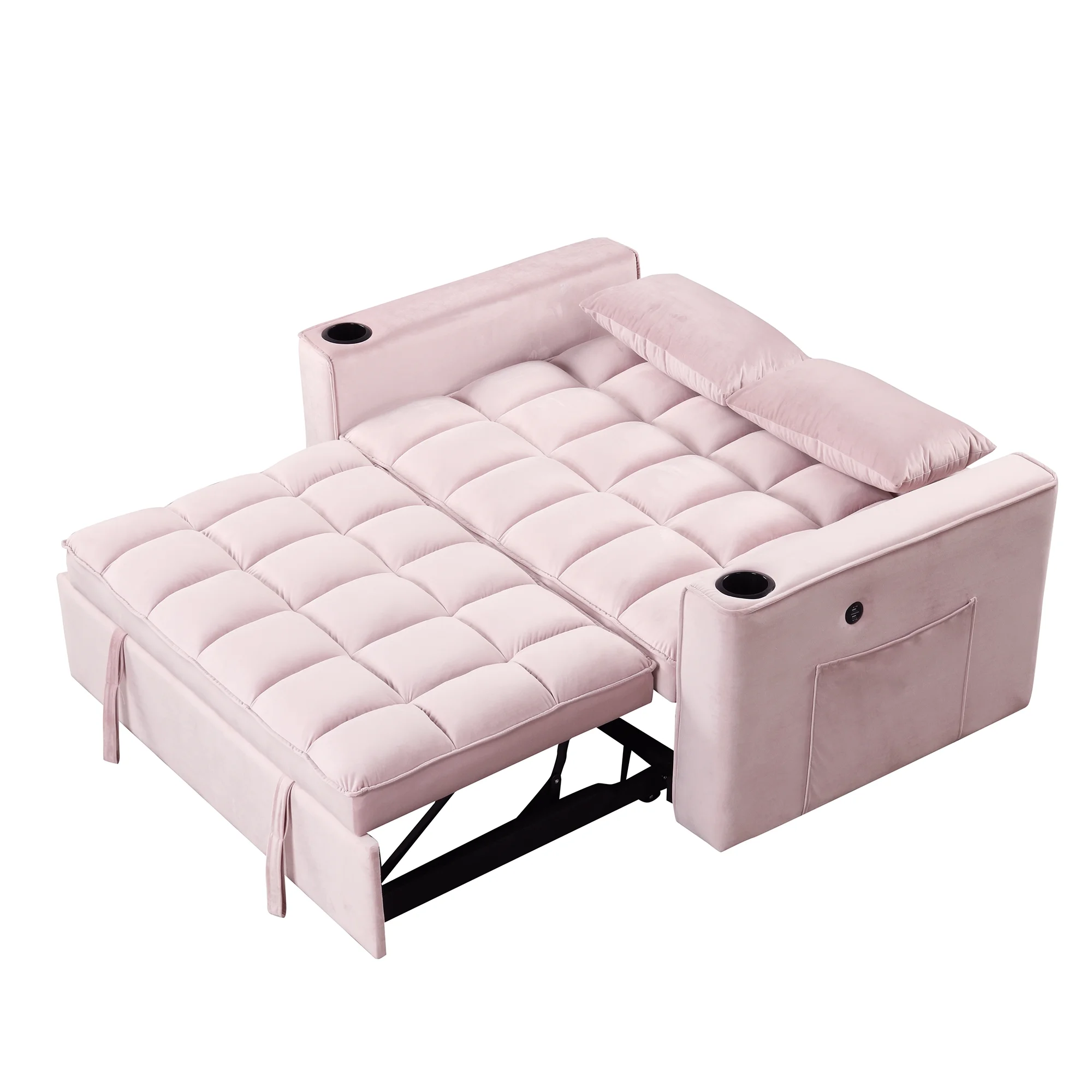 Hombay Modern Convertible Sleeper Sofa Bed, Folding Futon Couch Loveseat with Cup Holder and USB Charging Ports for Living Room Bedroom Apartment