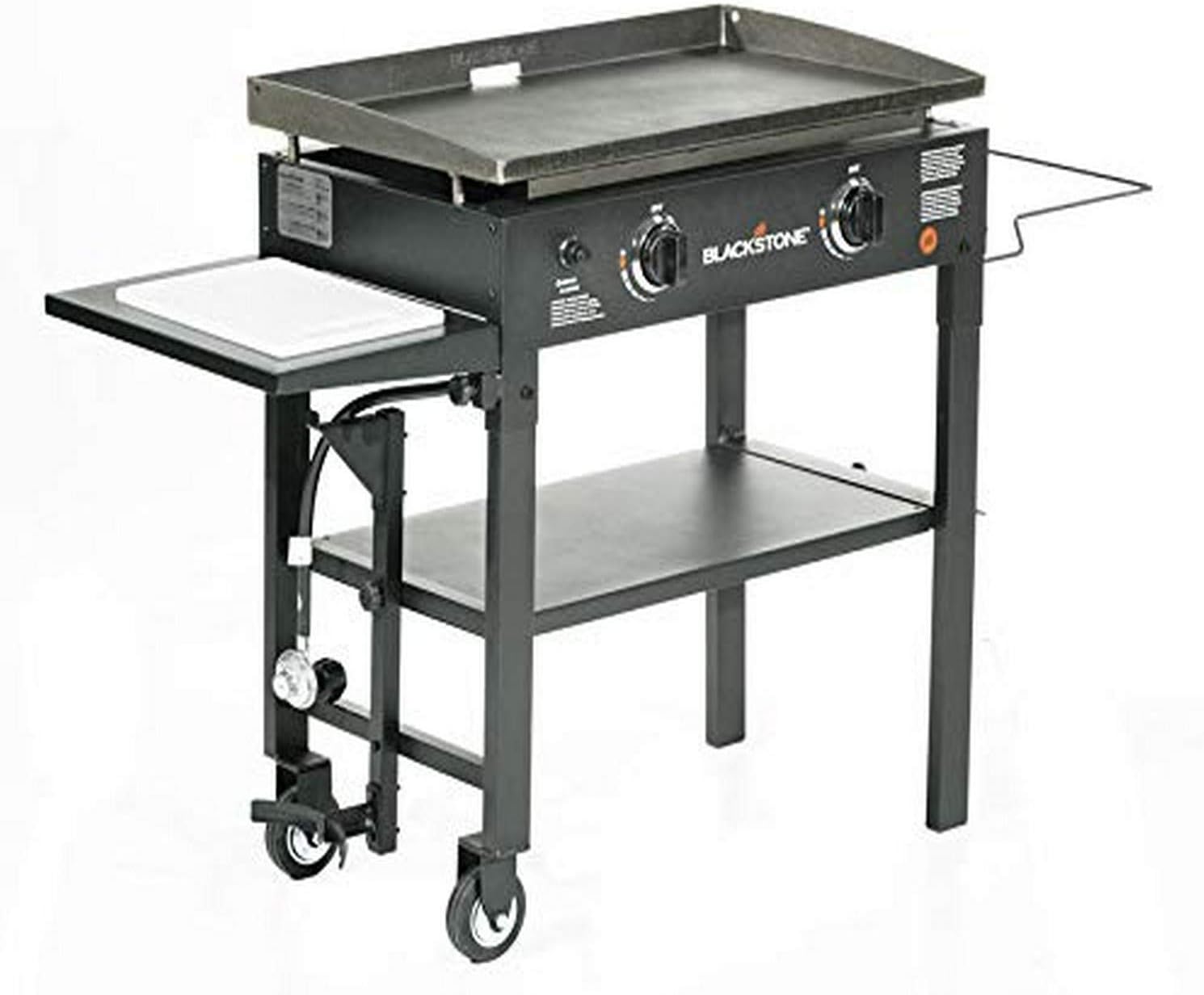 Blackstone 1853 Flat Top Gas Grill 2 Burner Propane Fuelled Rear Grease Management System 28&rdquo; Outdoor Griddle Station for Camping with Built in Cutting Board and Garbage Holder, 28 Inch, Black