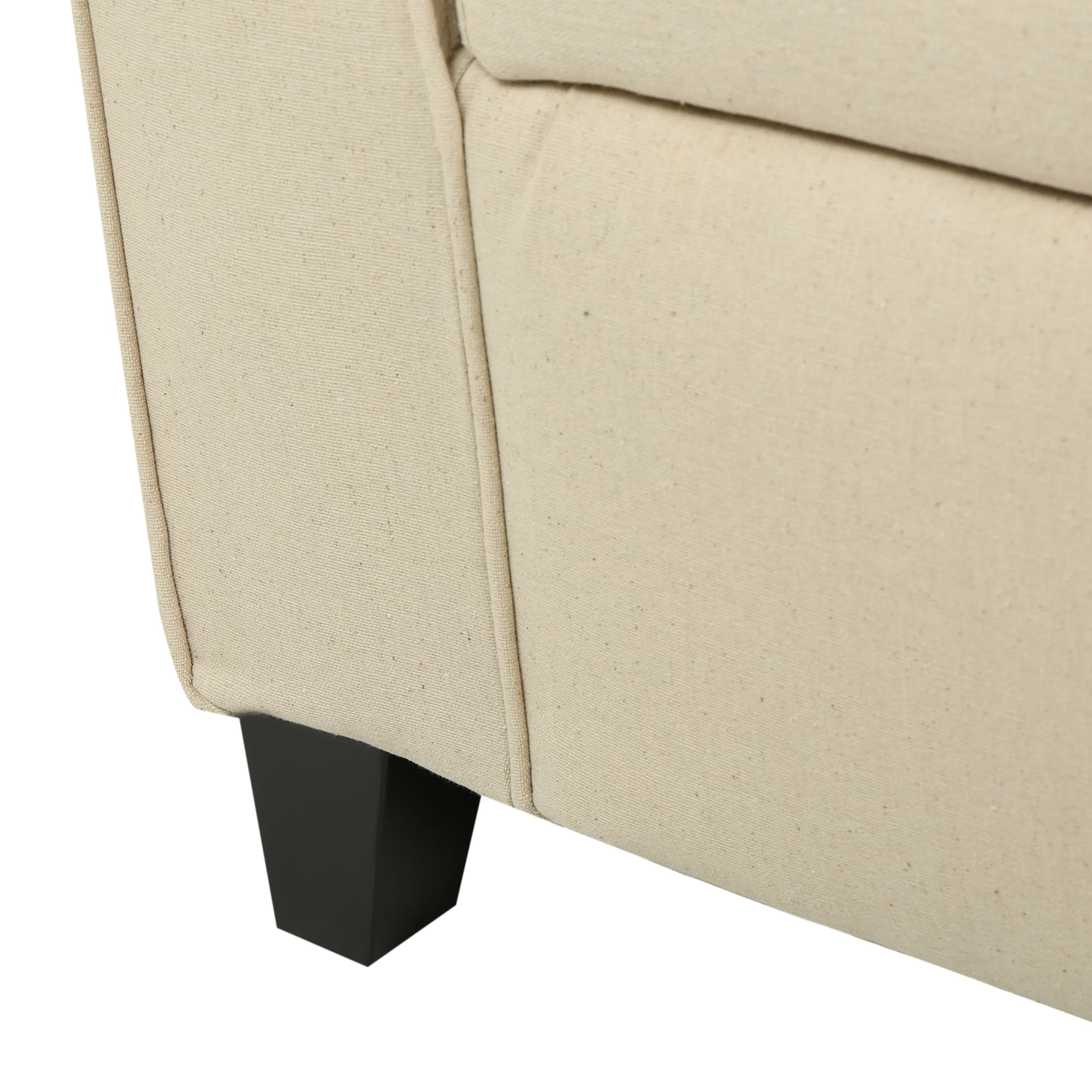 Noble House Haden Contemporary Fabric Upholstered Storage Ottoman Bench with Rolled Arms, Beige