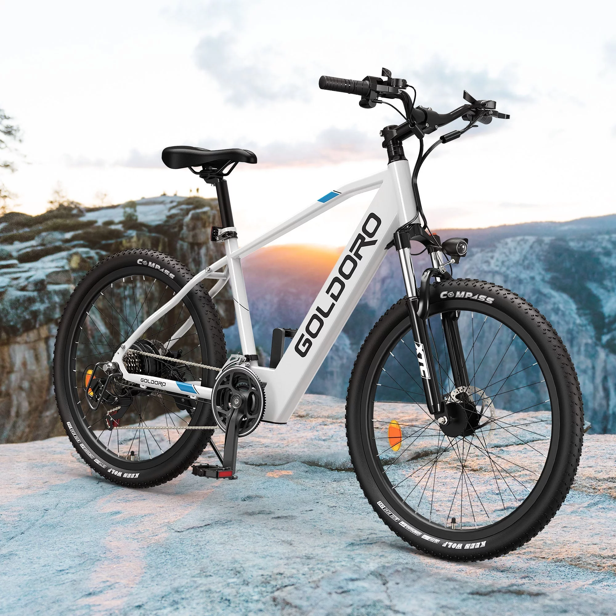 Goldoro Electric Bike 26" X7 Aluminum Alloy Mountain Bike for Adults 250W/36V, Max 18 mph, 21 Speed