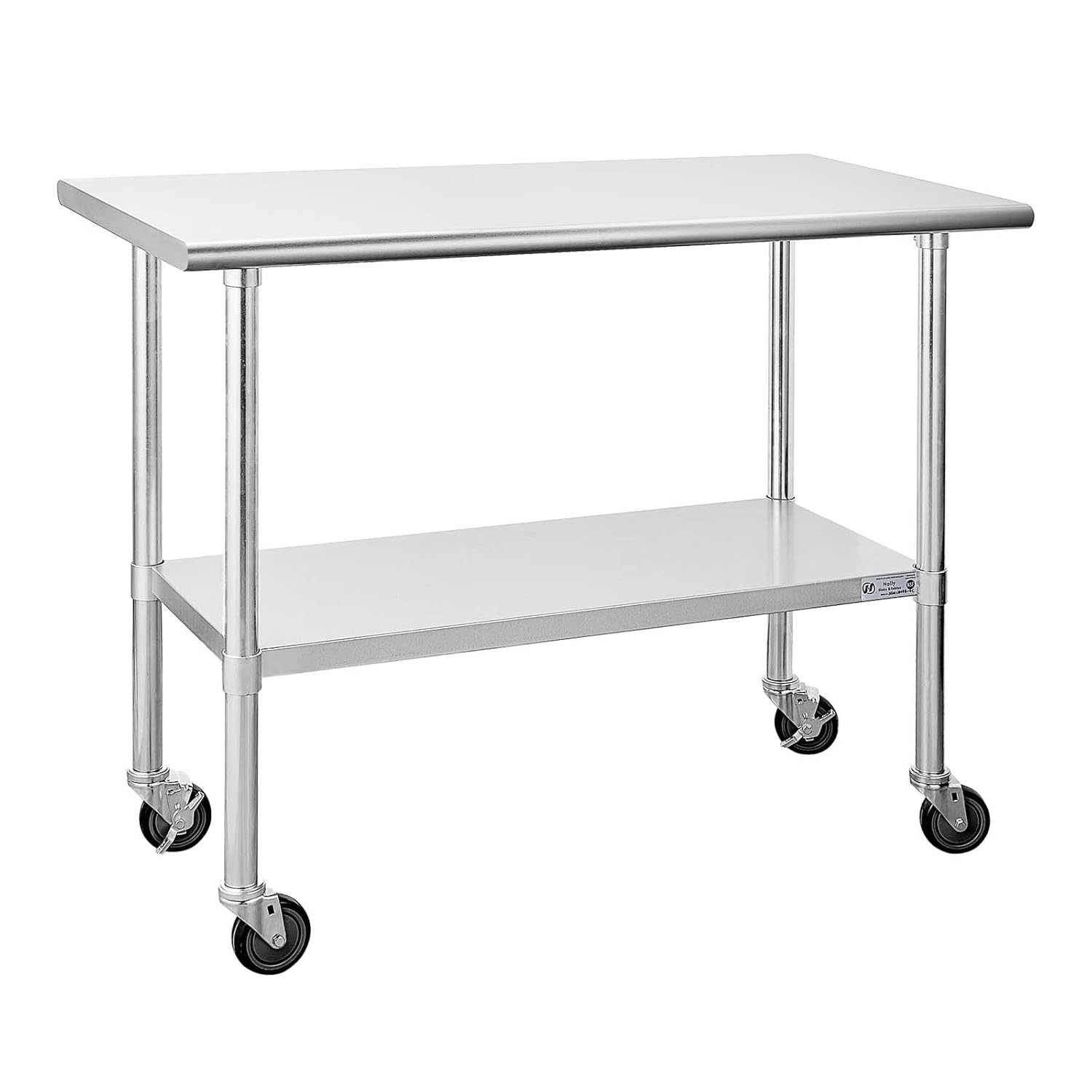 Hally Stainless Steel Table for Prep & Work 24 x 36 Inches with Caster Wheels, NSF Commercial Heavy Duty Table with Undershelf and Galvanized Legs for Restaurant, Home and Hotel