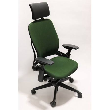Steelcase Leap Chair V2 Green Fabric with Headrest
