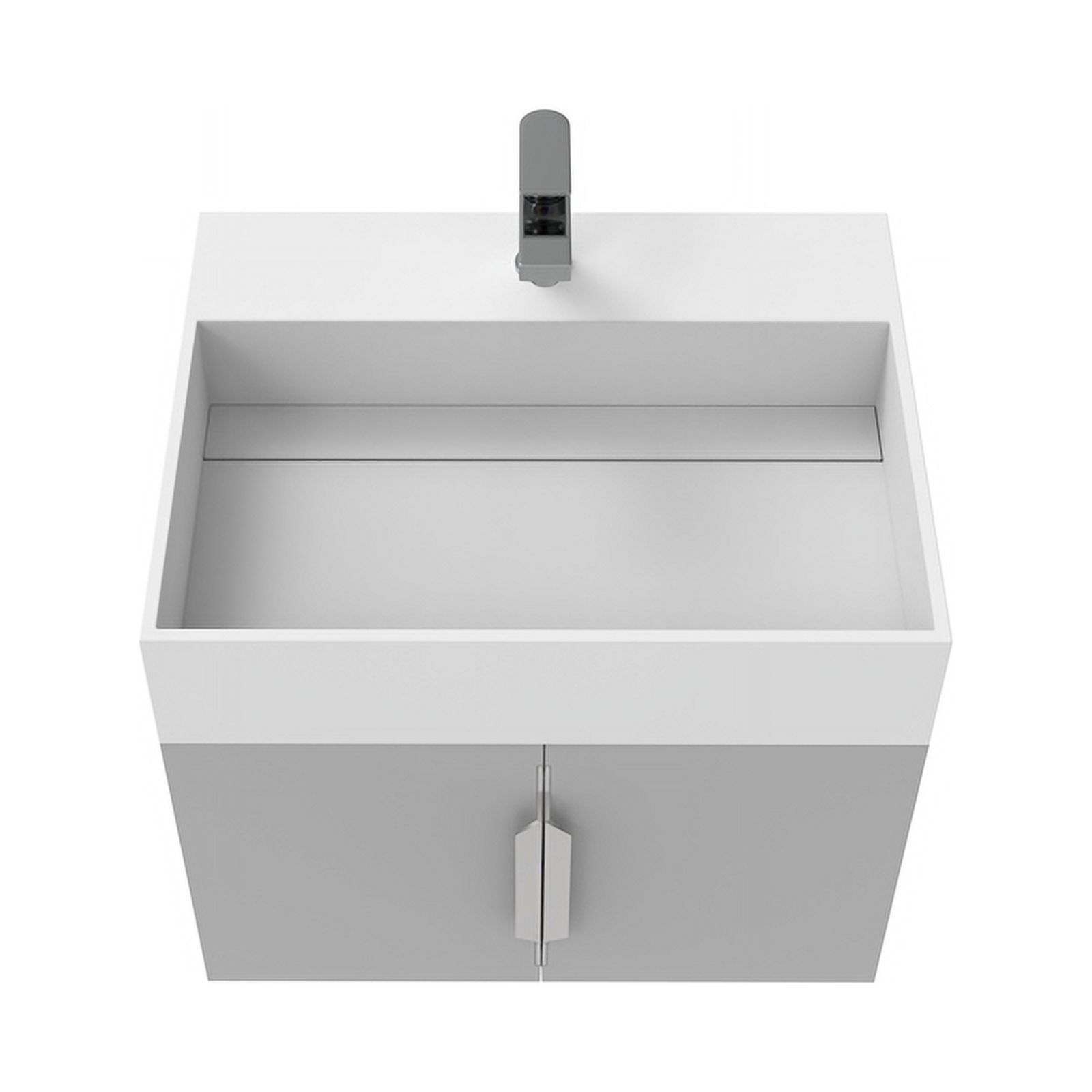 Pemberly Row 36" Gray Wood Floating Vanity w/ White Top & Brushed Nickel Trim