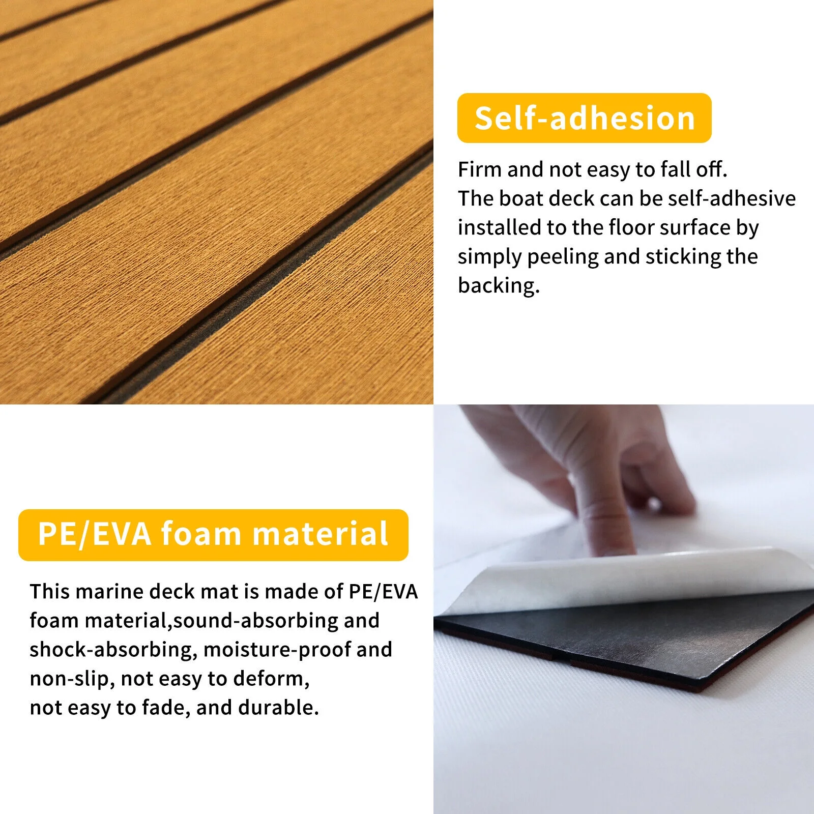 Boat Decking EVA Teak Decking Sheet, Faux Teak Decking Mat for Boat Yacht Marine Brown