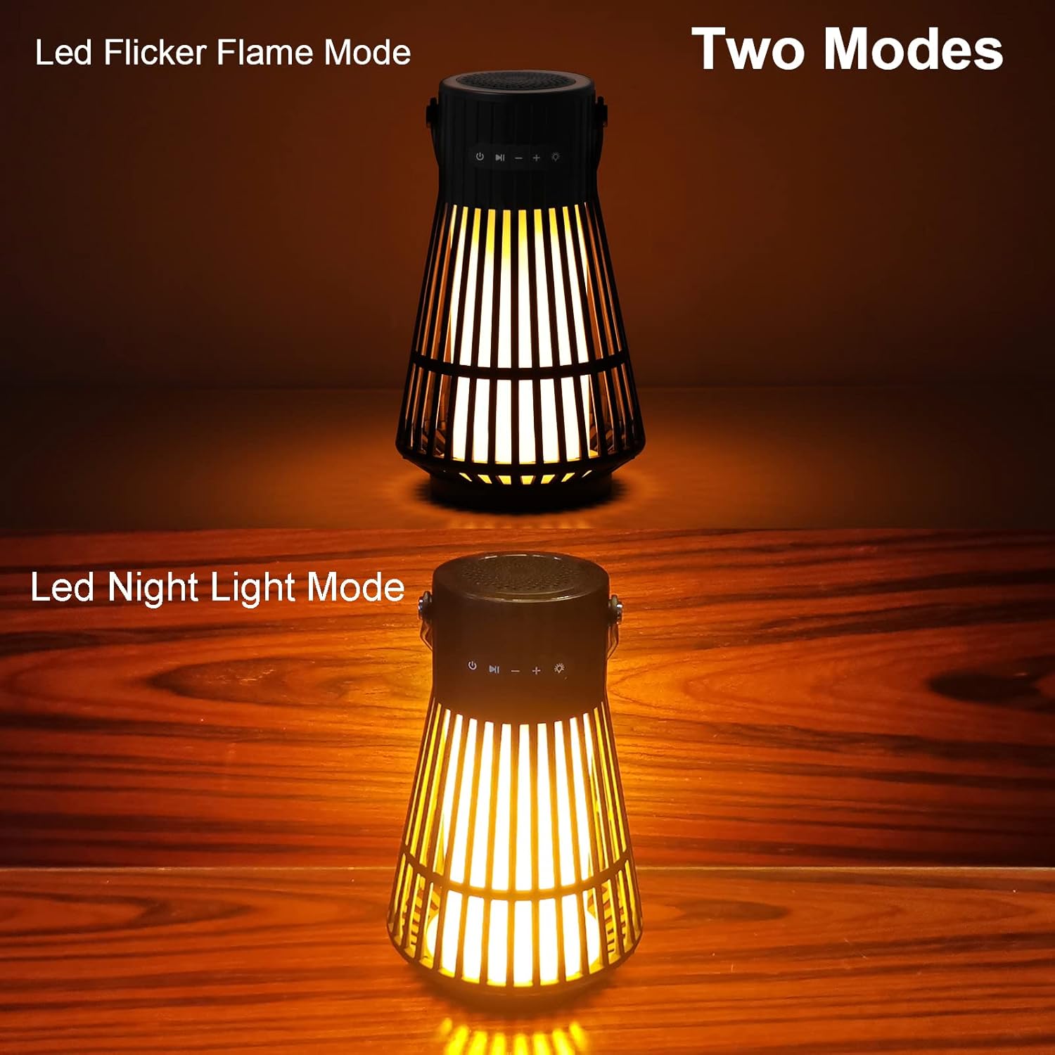 LED Flame Speaker, Tesoorda Portable Waterproof Bluetooth Wireless Speaker for Indoor/Outdoor, LED Flame Effect Speaker with Stereo Sound, Led Table Lanterns/Lamp for Patio,Garden,Camping (1 Pack)